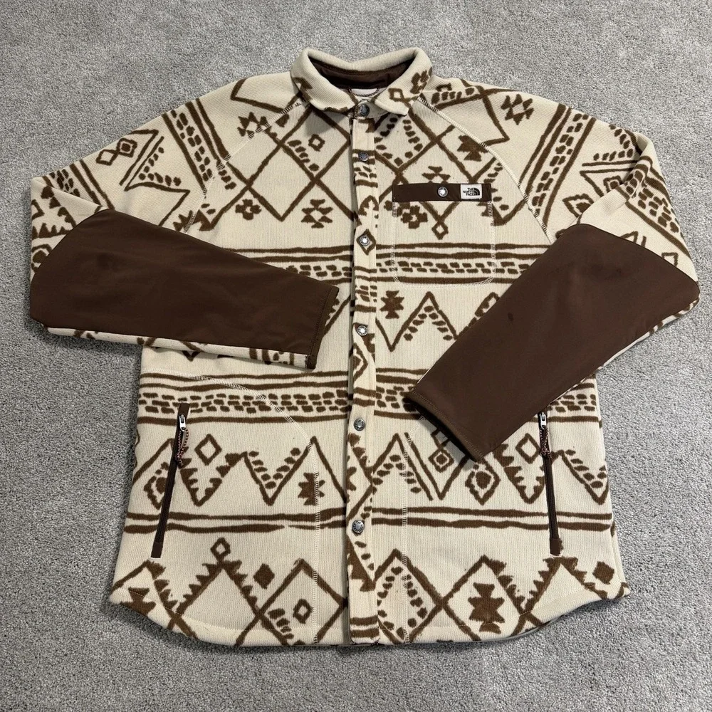 The North Face Gordon Lyons Shacket Mens‎ Sz L Aztec Printed Snap Button Fleece